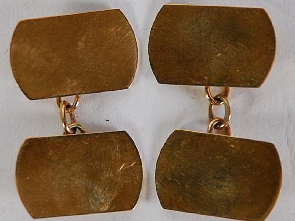 Appraisal: PAIR OF ct GOLD PLAIN DOUBLE OBLONG CUFFLINKS carded and