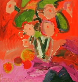 Appraisal: Geoffrey Proud born Poppies and Oranges oil on canvas signed