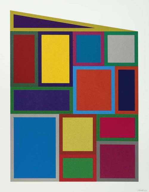 Appraisal: LEWITT SOL Hartford Bordered rectangle Each superimposed with colour Colour