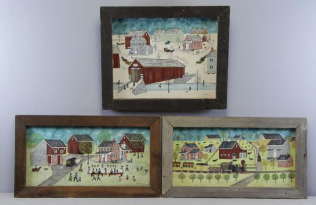 Appraisal: HACKENBERGER Dolores Three Oil on Canvas VillageScenes All signed lower