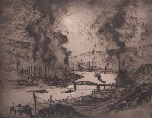 Appraisal: Valley of Work Etching on Paper Kuhler Otto x inches