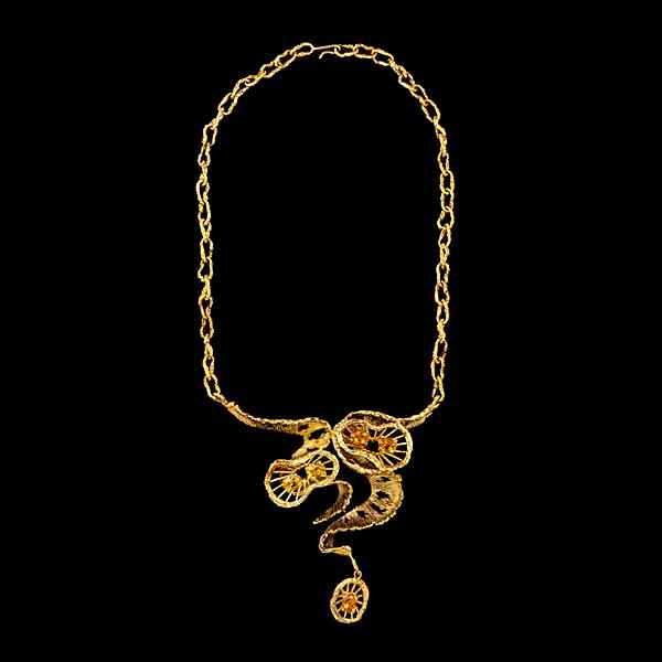 Appraisal: k Citrine Free-Form Necklace k yellow gold free-form pendant necklace