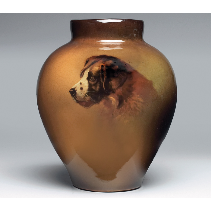 Appraisal: Weller Louwelsa vase bulbous shape in a brown glaze with