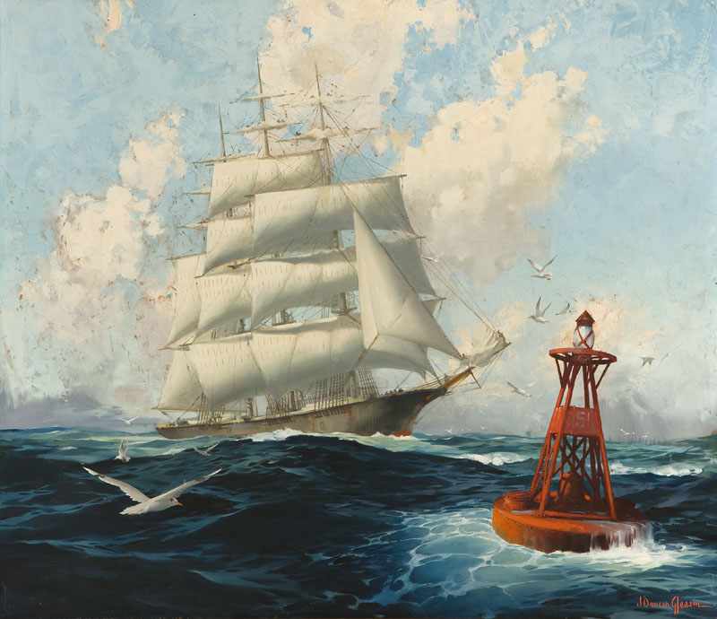 Appraisal: Joe Duncan Gleason - Glendale CA Homeward Bound Clipper Ship