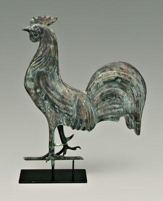 Appraisal: Copper rooster weathervane molded in two sections cast zinc feet