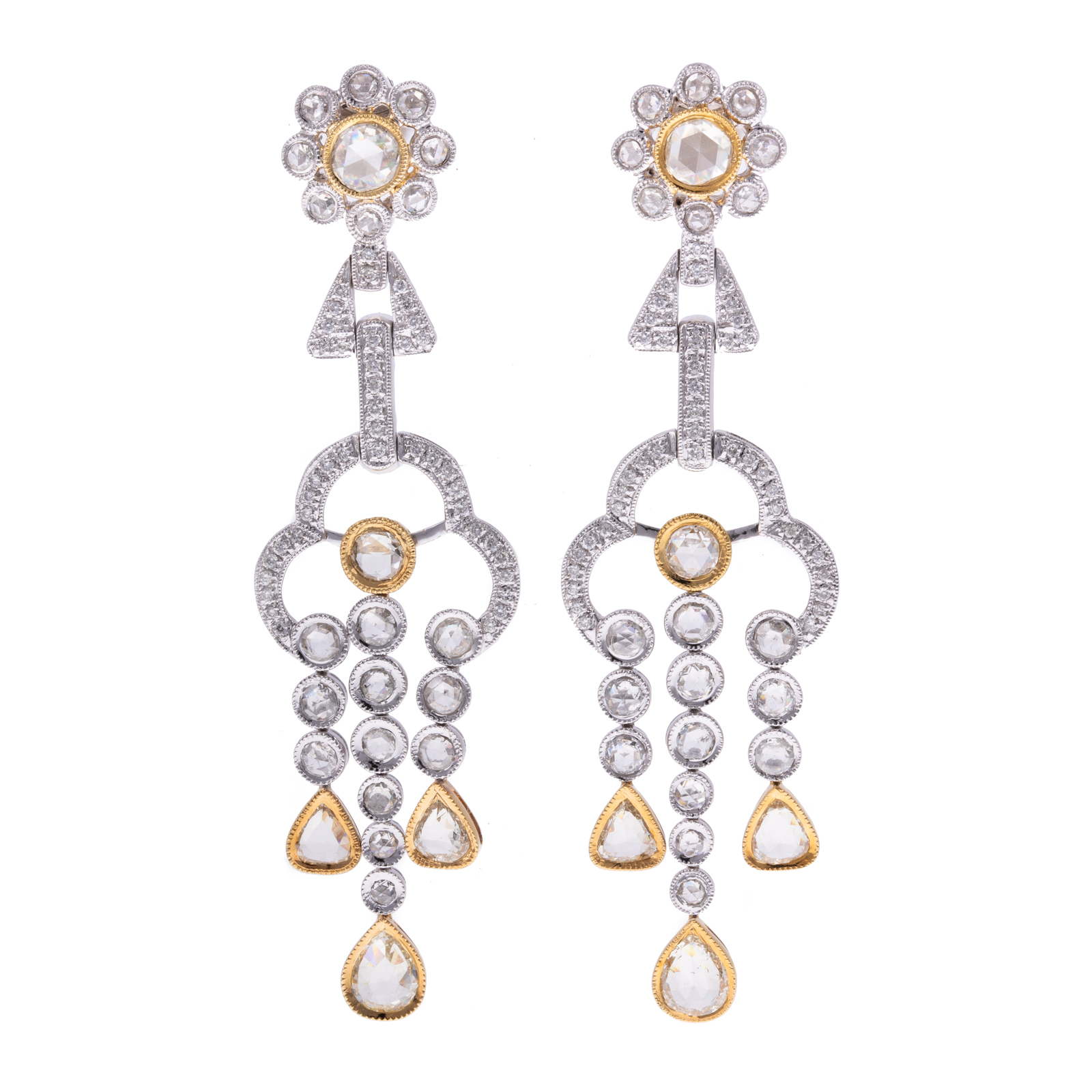 Appraisal: A PAIR OF STUNNING CT DIAMOND CHANDELIER EARRINGS K white