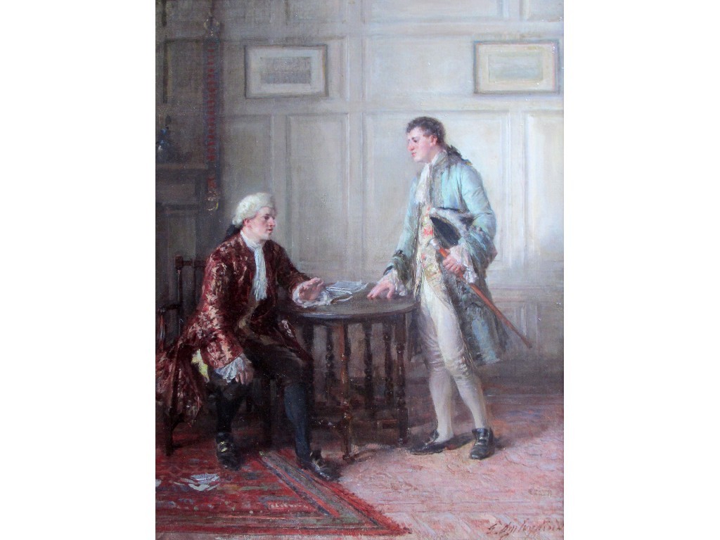 Appraisal: GEORGE OGILVIE REID - DISCUSSIONS Oil on canvas signed x