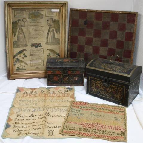 Appraisal: PIECE AMERICANA LOT TO INCLUDE PAINTED TINDOCUMENT BOX ORIGINAL FLORAL