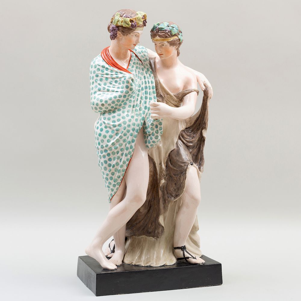 Appraisal: Large Staffordshire Pearlware Figure Group of Bacchus and Ariadne in