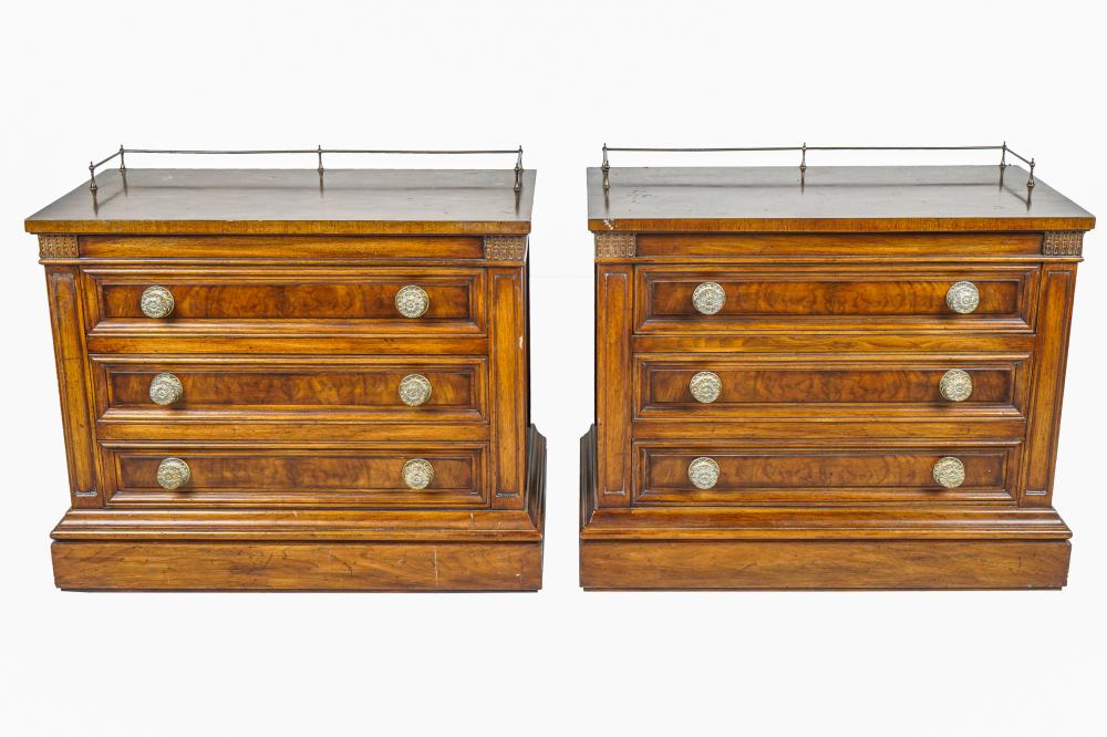 Appraisal: PAIR OF KARGES WALNUT NIGHTSTANDSeach with metal Karges tag to