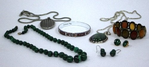 Appraisal: A malachite necklace of graduated beads cm long a pair