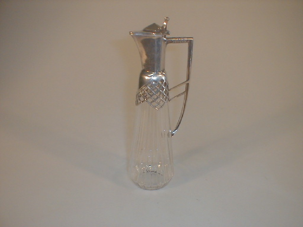 Appraisal: An early thC glass small flagon with electroplate mounts and