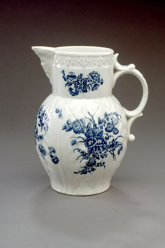 Appraisal: CAUGHLEY PORCELAIN BLUE AND WHITE CABBAGE LEAF JUG CIRCA The