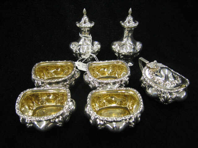 Appraisal: Pc English Victorian Sterling Silver Table Service Set fancy open