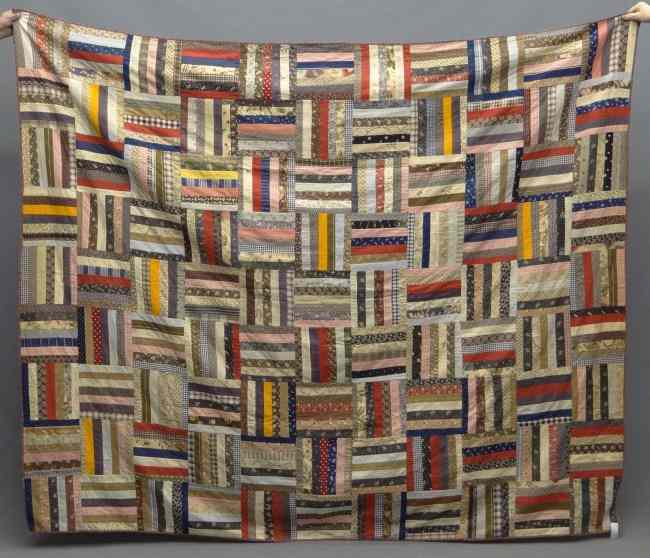 Appraisal: th c log cabin quilt '' x ''