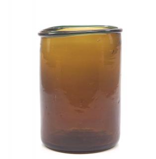 Appraisal: Free A th century free-blown glass utility jar Medium Olive-Amber