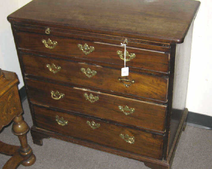 Appraisal: ENGLISH GEORGE III MAHOGANY BACHELORS CHEST Rectangular top over the