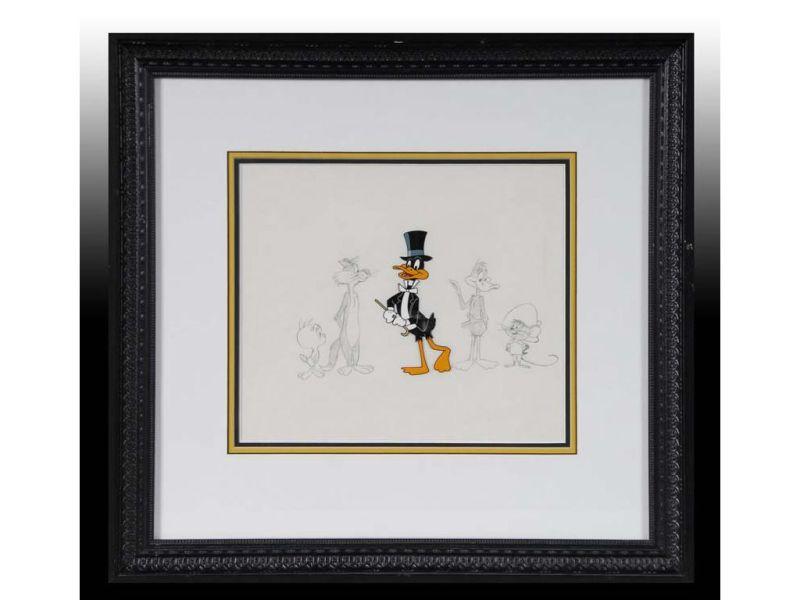 Appraisal: Daffy Duck Cel with Warner Bros Character Drawing Description Visible