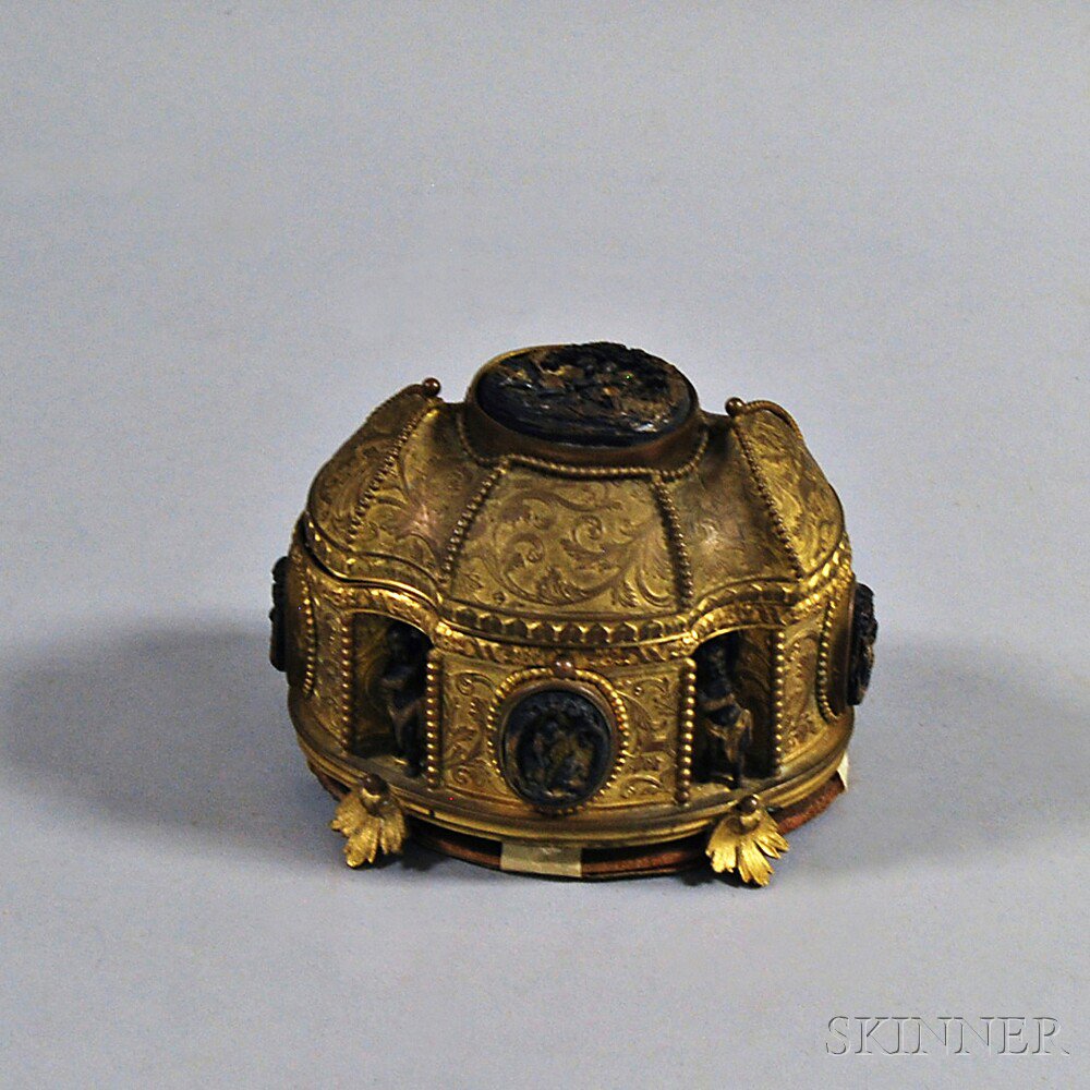 Appraisal: Continental Gilt and Chased Brass Fitted Box late th th