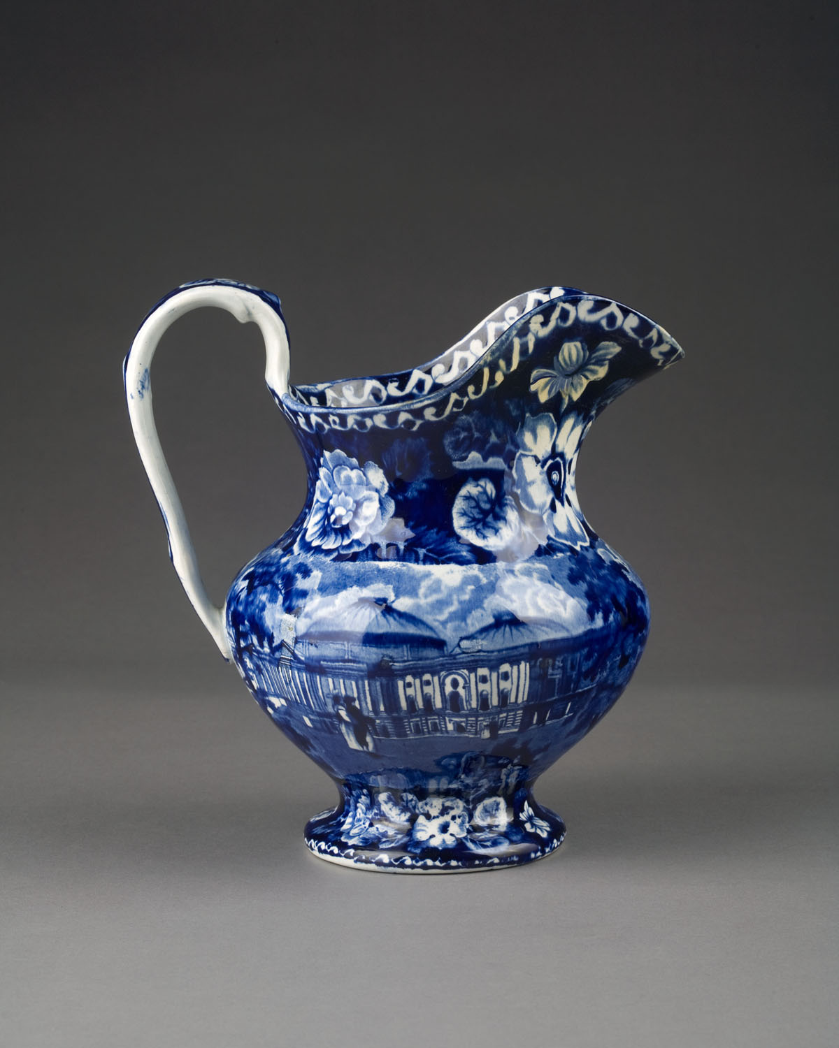 Appraisal: THE CAPITOL WASHINGTON DARK-BLUE STAFFORDSHIRE PITCHER S TAMS COMPANY CIRCA