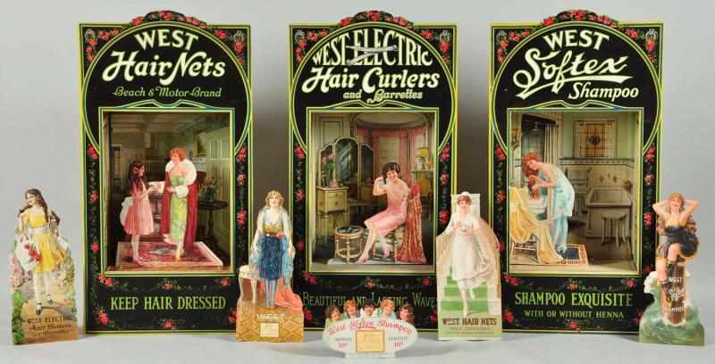 Appraisal: West Electric Hair Product Displays Description Early s Stunning window