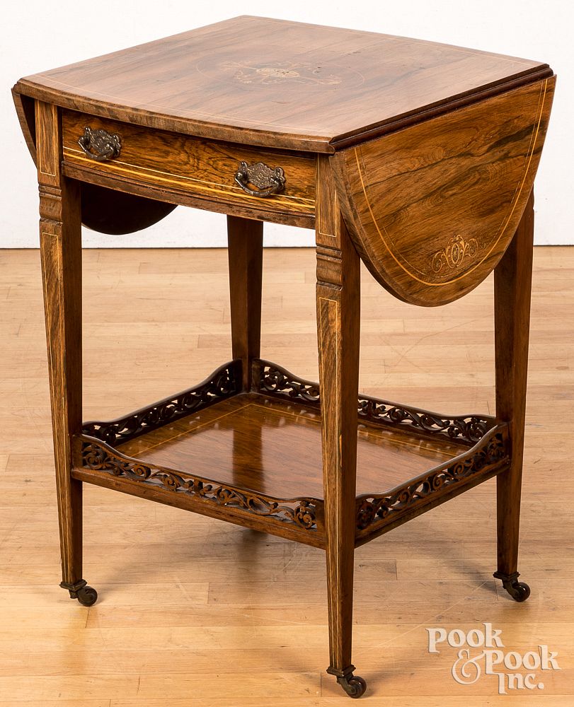 Appraisal: English rosewood end table ca English rosewood end table ca