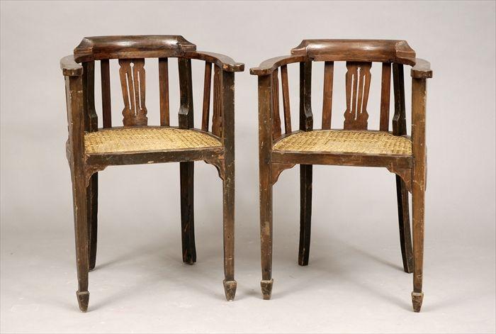 Appraisal: Set of Eight English Arts and Crafts Mahogany Cane-Seat Armchairs