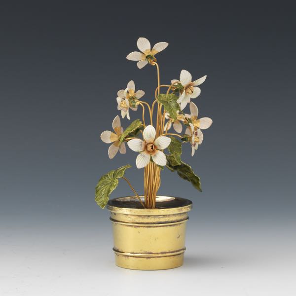 Appraisal: GORHAM FLEURS DES SIECLE MINIATURE GOLD WASHED STERLING JARDINIERE WITH