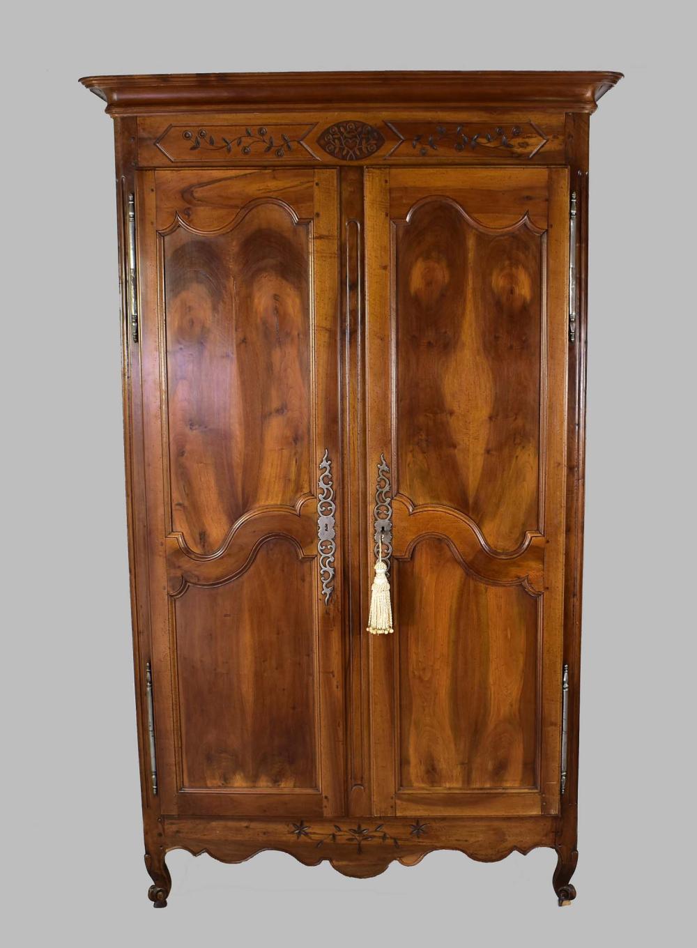 Appraisal: LOUIS XV WALNUT PROVINCIAL ARMOIRELate th Early th Century The