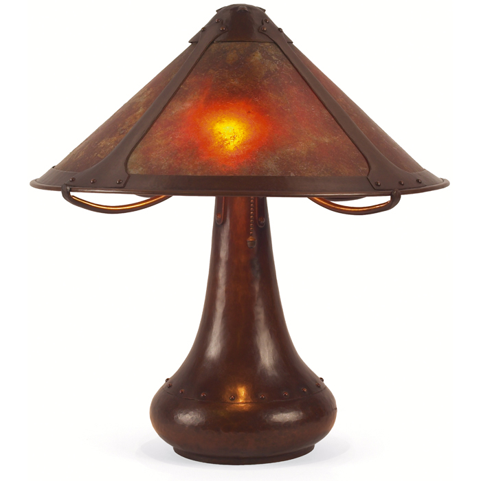 Appraisal: Dirk Van Erp table lamp copper and mica vented shade