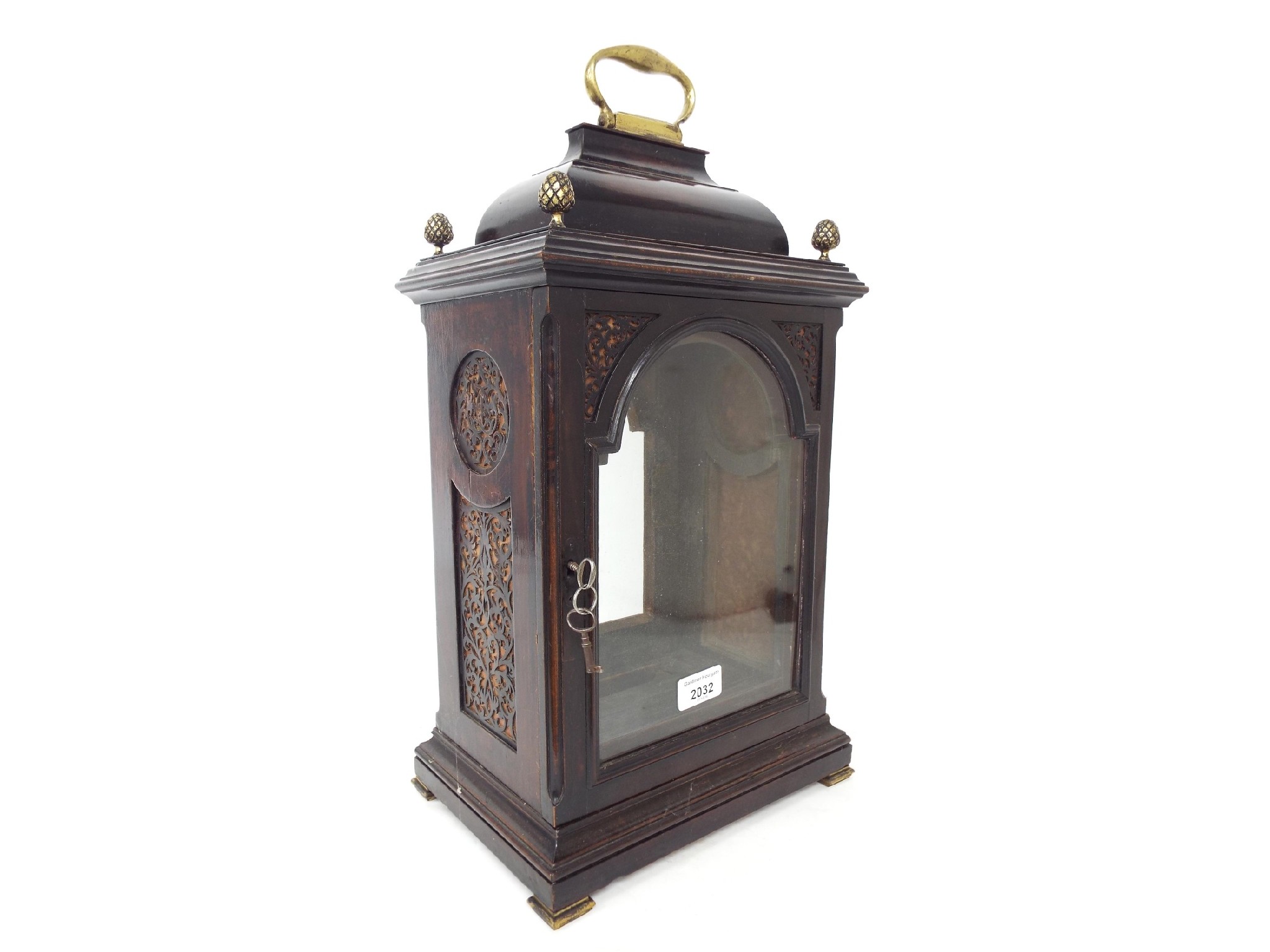 Appraisal: Good ebonised fruitwood bracket clock case with aperture for a