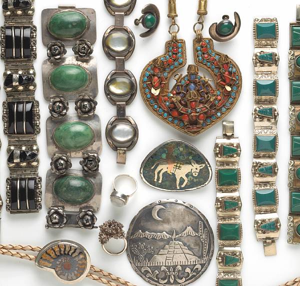 Appraisal: A collection of stone silver and metal jewelry