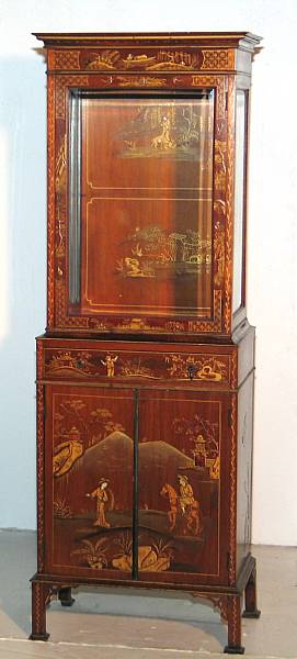 Appraisal: A Queen Anne style gilt chinoiserie decorated vitrine cabinet on