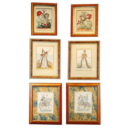 Appraisal: Three Pairs of Victorian Style Prints Estimate nbsp nbsp nbsp