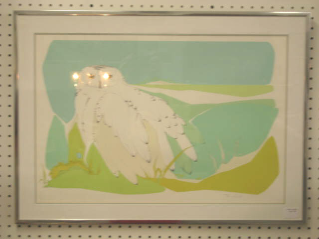 Appraisal: Snowy White Owl Lithograph signed numbered