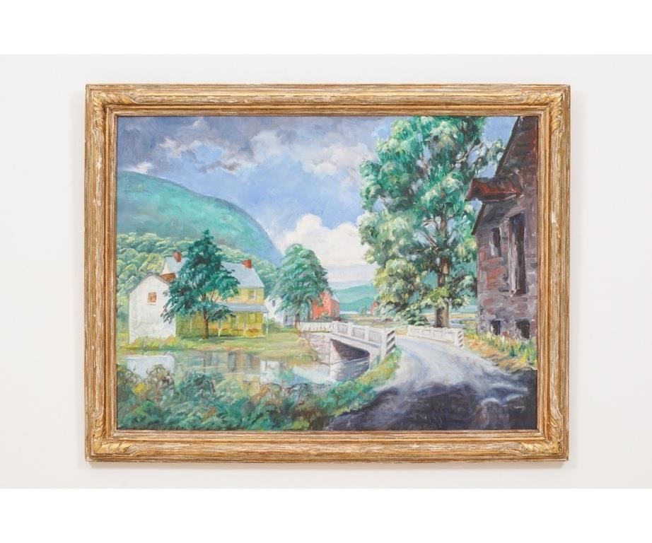 Appraisal: G M MacDonald Dengler large oil on canvas summer landscape