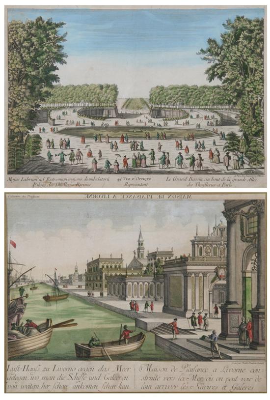 Appraisal: TWO FRENCH SCENIC ENGRAVINGS th century One Maison de Plaisance