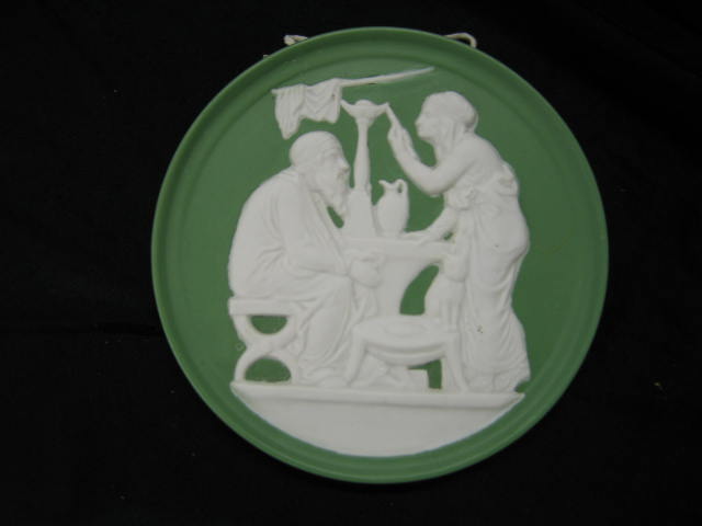 Appraisal: German Jasperware Plaque old couple at the table