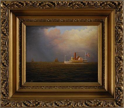 Appraisal: GEORGE NEMETHY TH C PADDLE WHEELER Oil on panel x