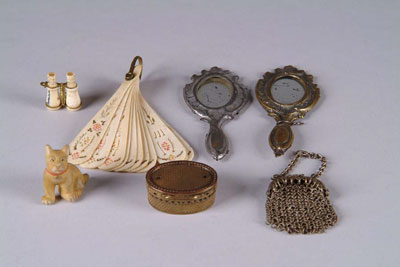 Appraisal: ASSORTMENT OF DOLL ACCESSORIES Jewelry fans opera glasses and other