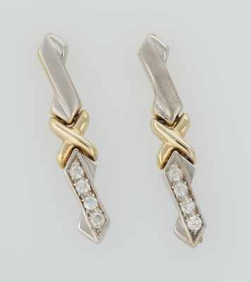 Appraisal: A Pair of Two Tone Gold and Diamond Earrings k