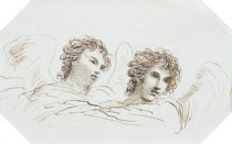 Appraisal: English School ca Pen and ink drawing of two angels