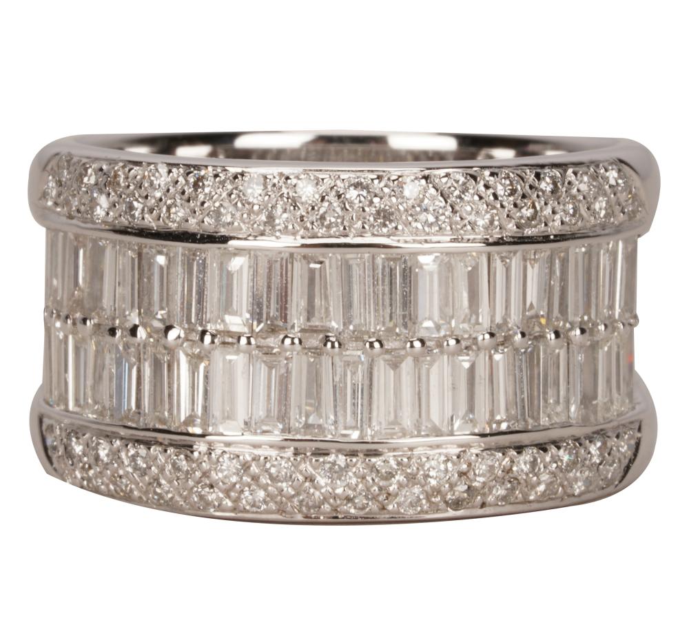 Appraisal: LE VIAN KARAT WHITE GOLD DIAMOND BAND RINGcontaining baguette and