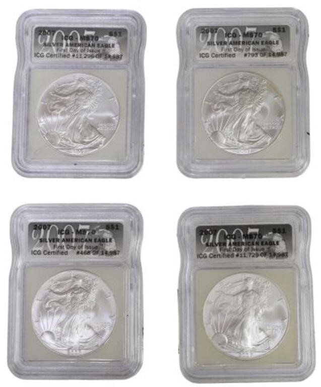 Appraisal: lot of U S Silver Eagle silver dollars graded MS