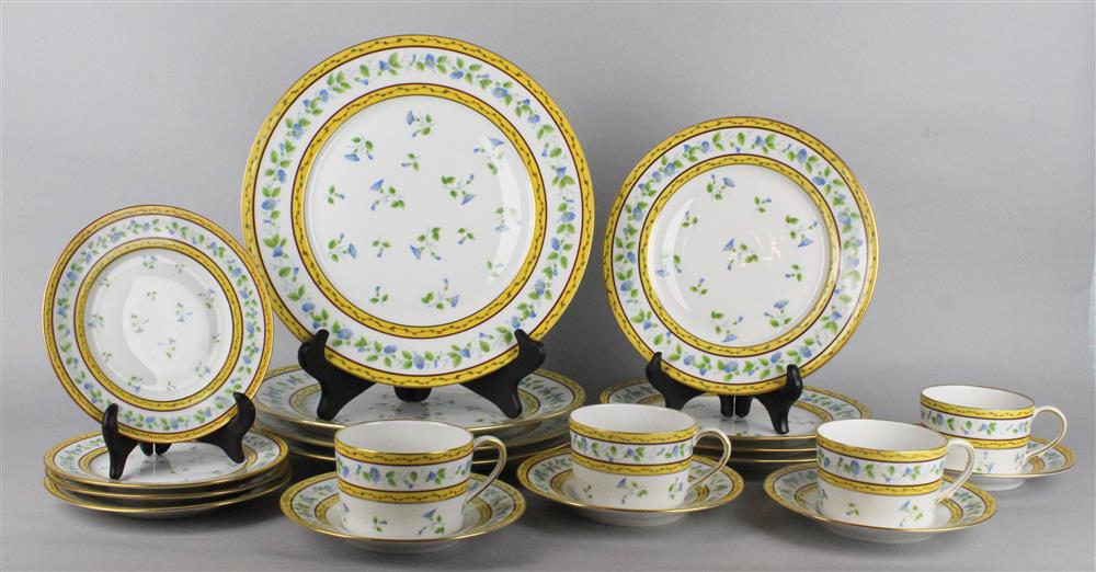 Appraisal: CERALENE LIMOGES 'MORNING GLORIES' PART SERVICE blue and green printed