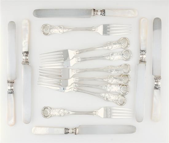 Appraisal: Rare Scottish Victorian sterling forks and plated knives Glasgow dated