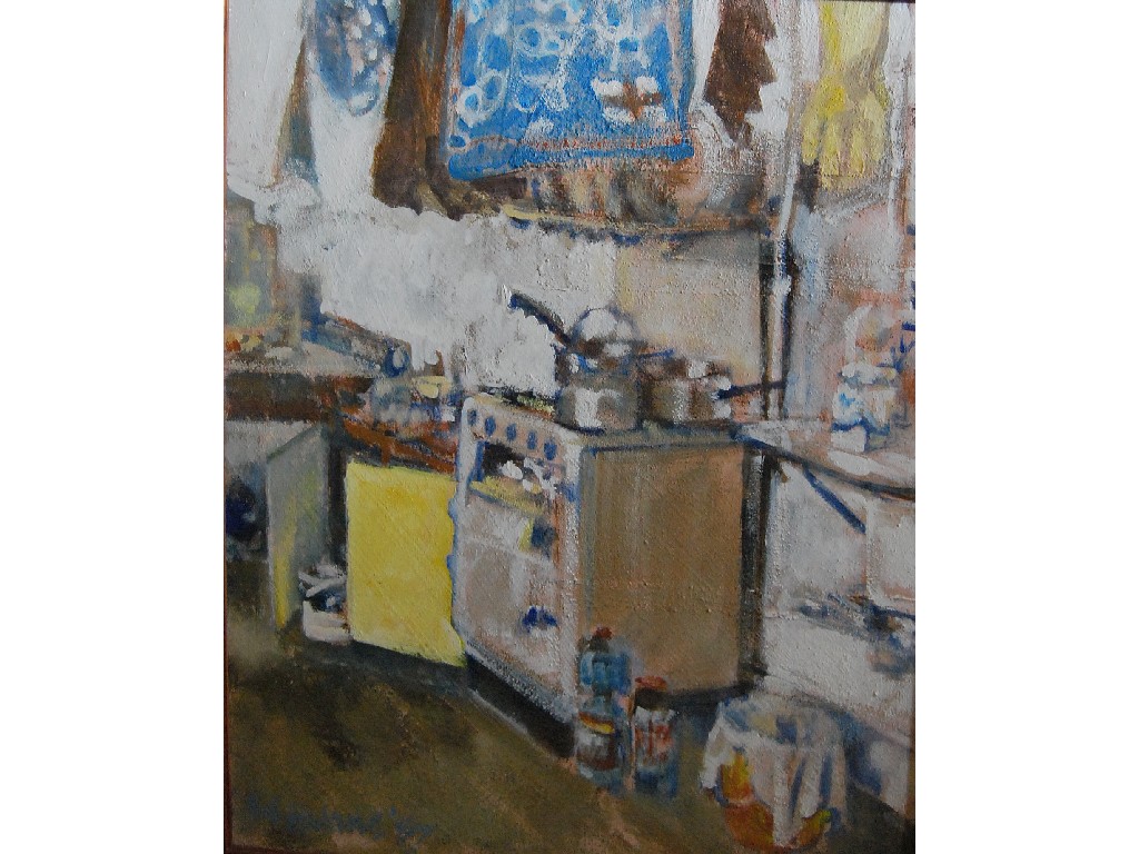 Appraisal: Bob Evans - 'The Kitchen' abstract acrylic on board signed