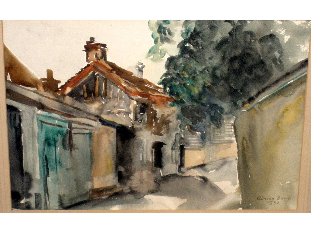 Appraisal: ADRIAN BURY Watercolour street scene signed and dated