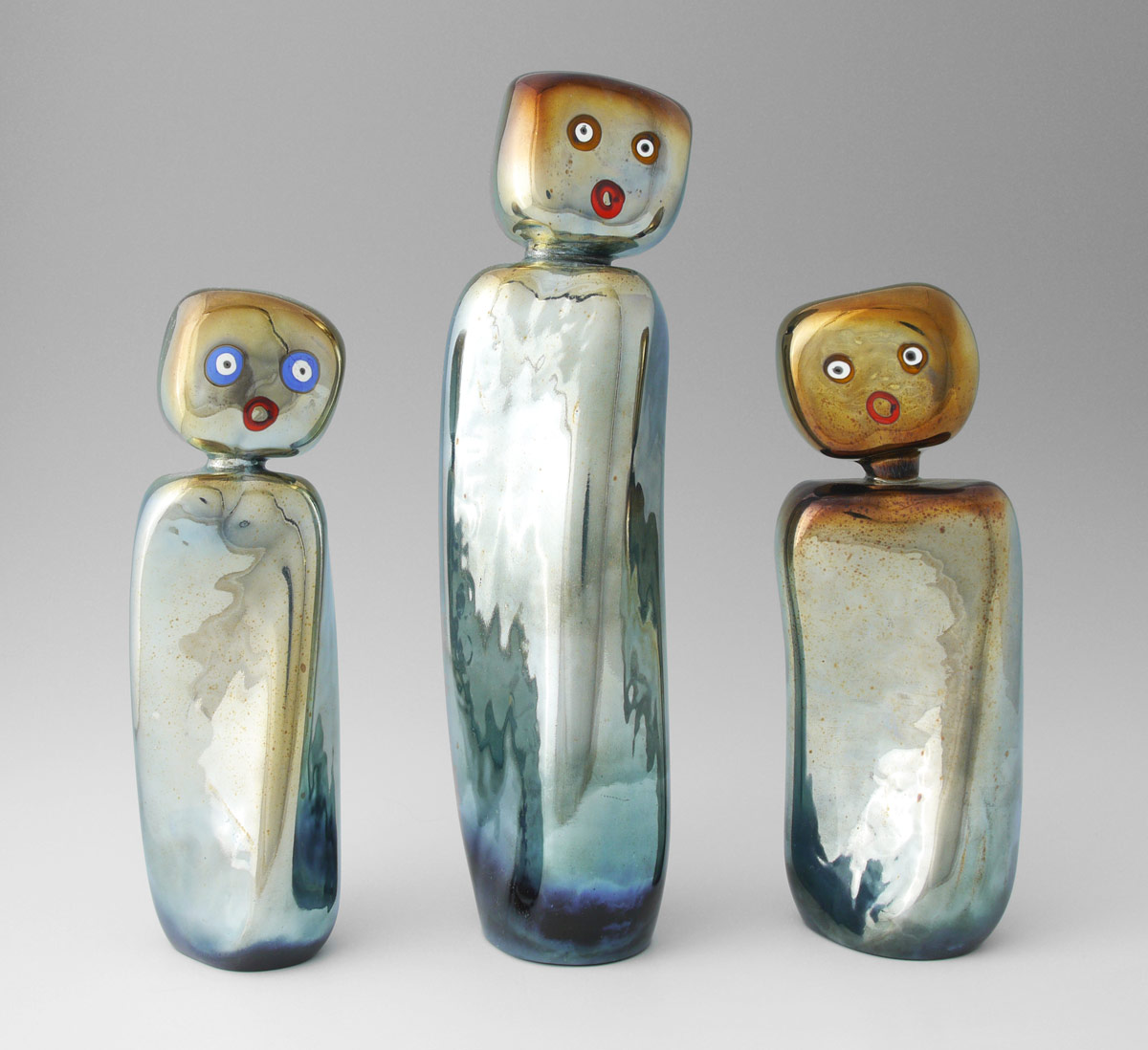 Appraisal: HUNDSTORFER Helmut W Austrian th Century iridescent glass figures in