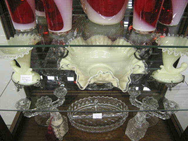 Appraisal: Pc Fenton Silvercrest Art Glass Console Set brides bowl and